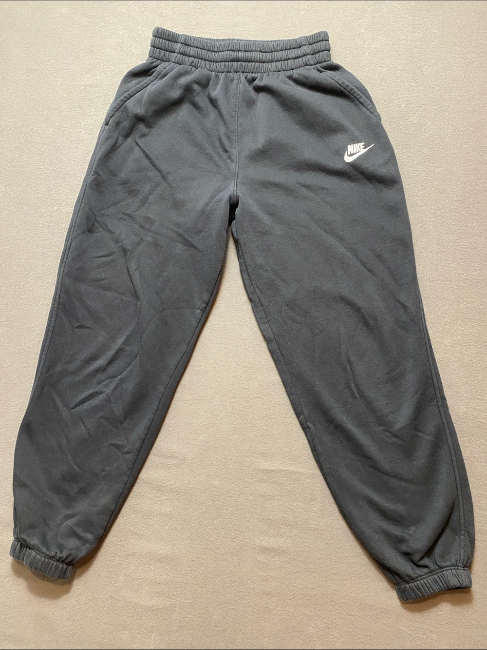 Nike Kids Black Jogger Sweatpants with White Swoosh Size M